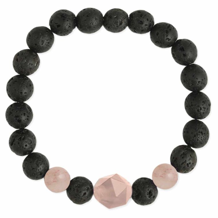 Lava Stone Rose Quartz Stretch Bracelet