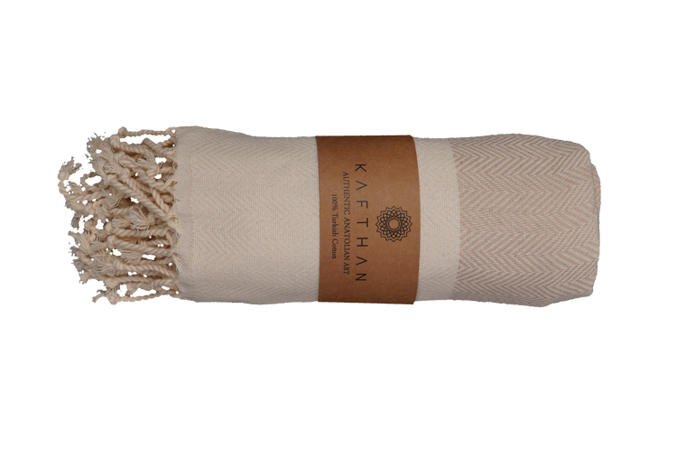 Turkish Towel- Beige Fishbone